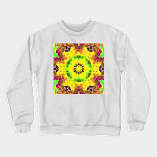 Retro Mandala Flower Yellow Green Pink and Orange Crewneck Sweatshirt